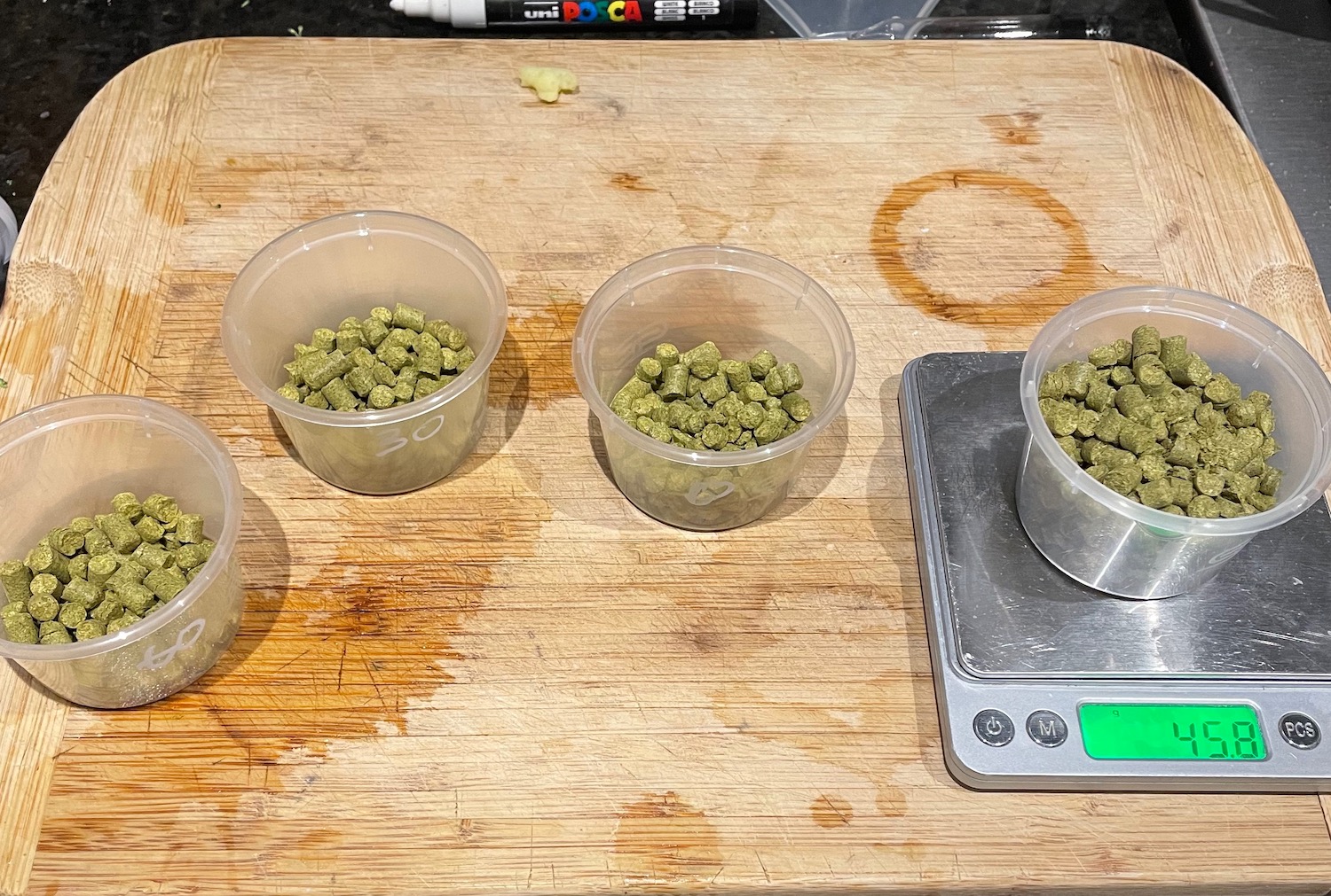 Hop additions measured out